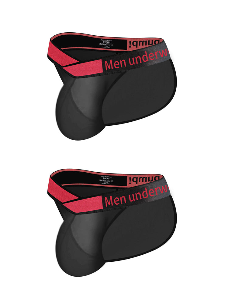 2 Pack Men's Large Pouch Semi-Transparent Sexy Bikini