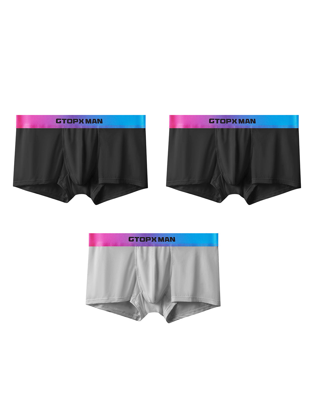 3 Pack Men's U Pouch Trunks with Ombre Belt
