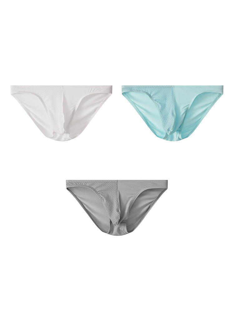 3 Pack Men's Mesh Sexy Low Waist Big Pouch Briefs