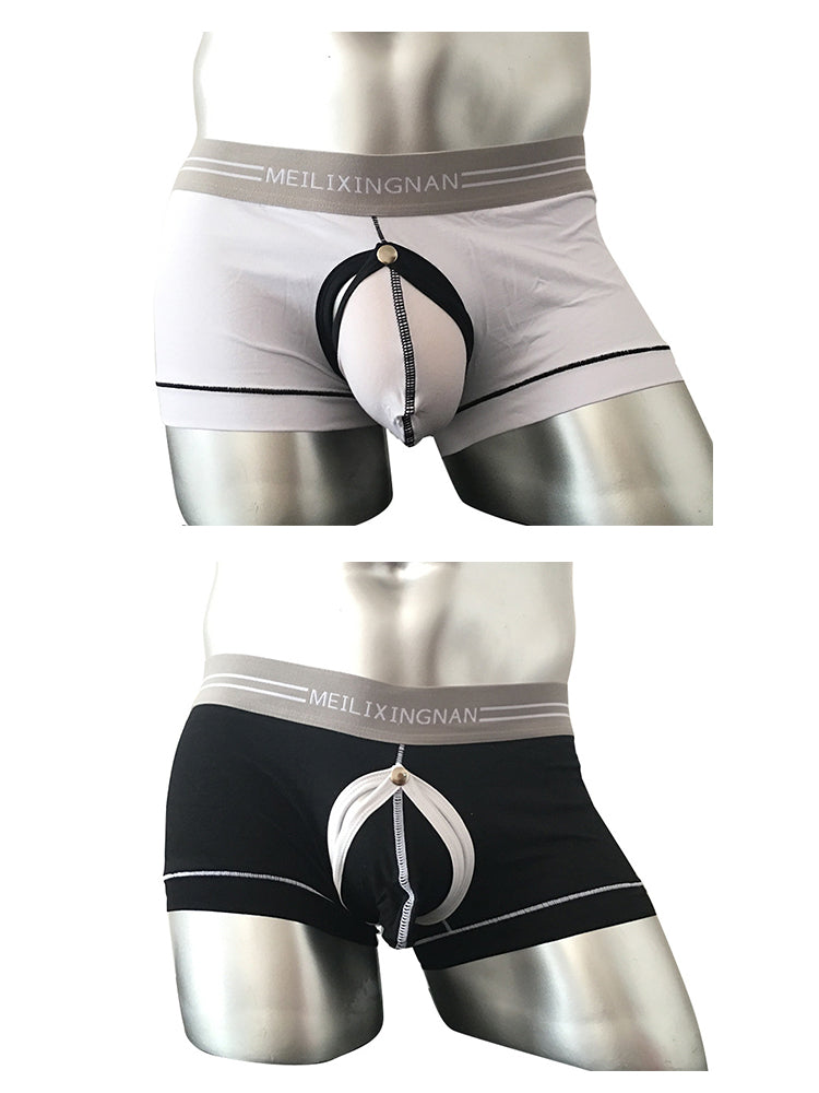 2 Pack Men's Detachable Pouch Breathable Boxer Briefs