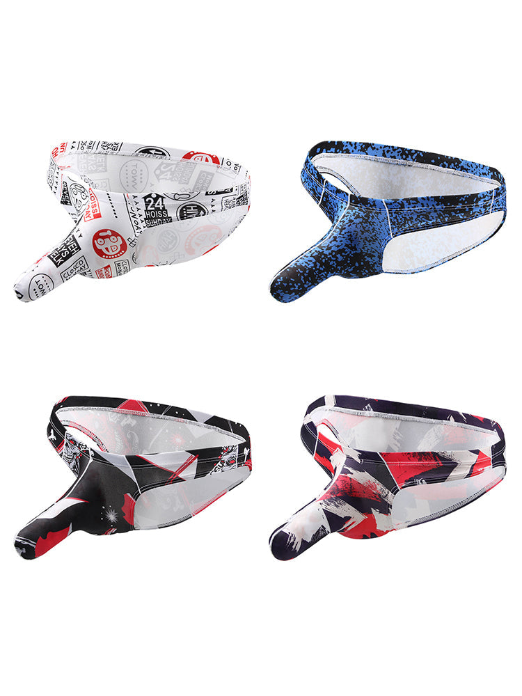 4 Pack Men's Elephant Print Sexy Bikini