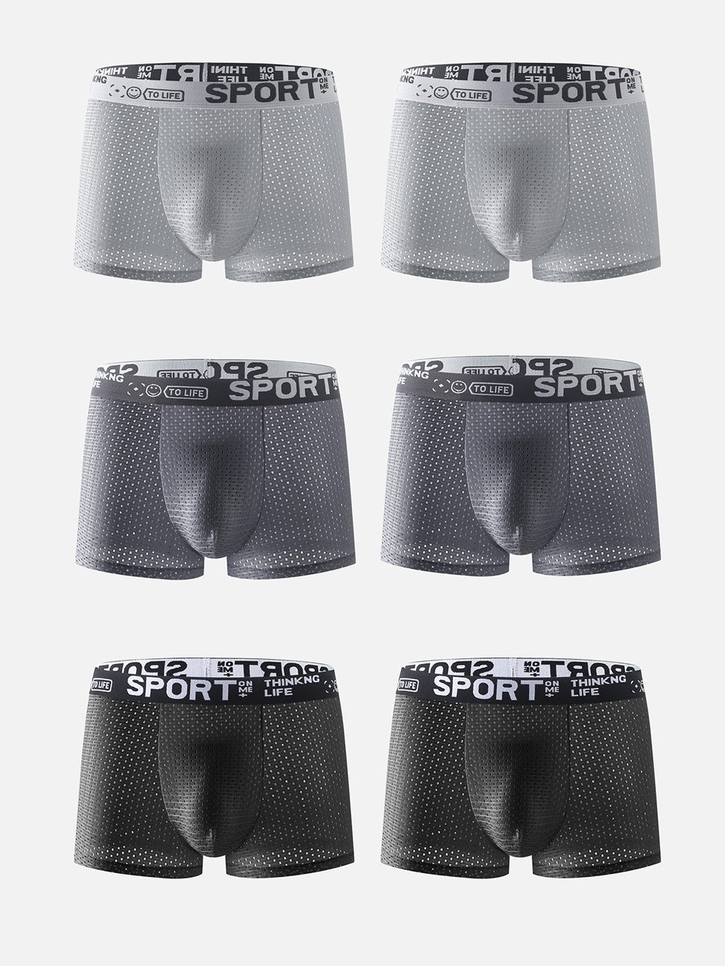 6 Pack Men's Contour Pouch Mesh Trunks