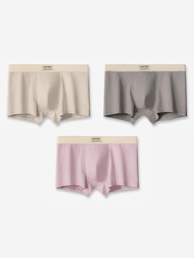 3 Pack Men's Cotton Mid-Rise Breathable Sports Tights Men's Boxer Briefs