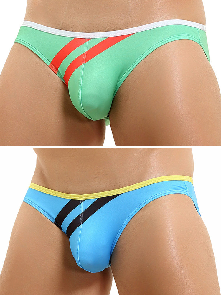 2 Pack Men's Low-rise Vibrant Stripe Bikini