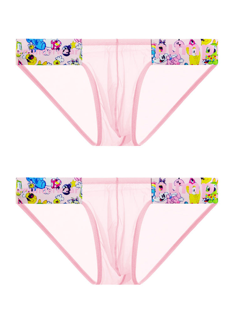 Men's Cartoon High-Cut Triangle Briefs | Breathable Transparent Stylish Underwear
