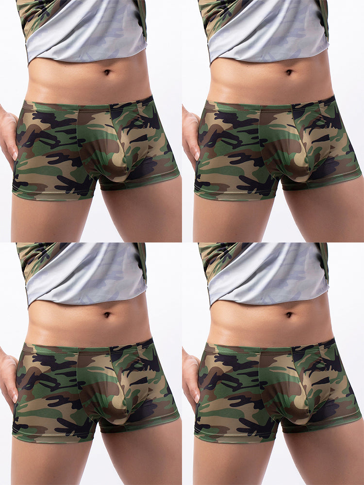 4-pack Men's Low-rise U-pouch Camouflage Boxer Briefs