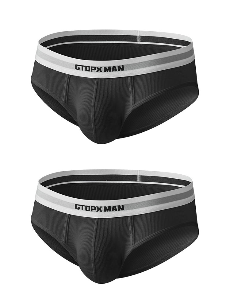 2-Pack Men's Threaded Design Breathable Comfort Low-Rise Thin U-convex Briefs