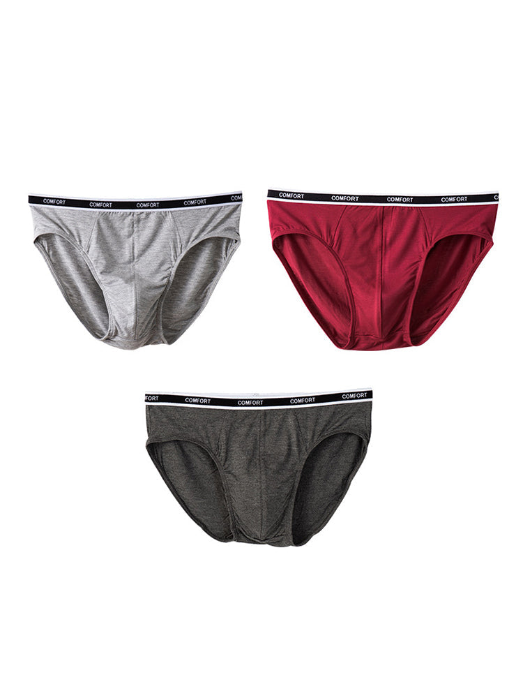 3 Pack Men's Soft and Breathable Solid Color Modal Briefs