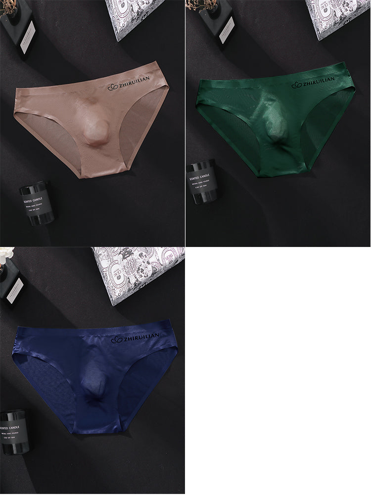3 Pack Men's Ultra-Thin Seamless Ice Silk Cool-Touch Briefs