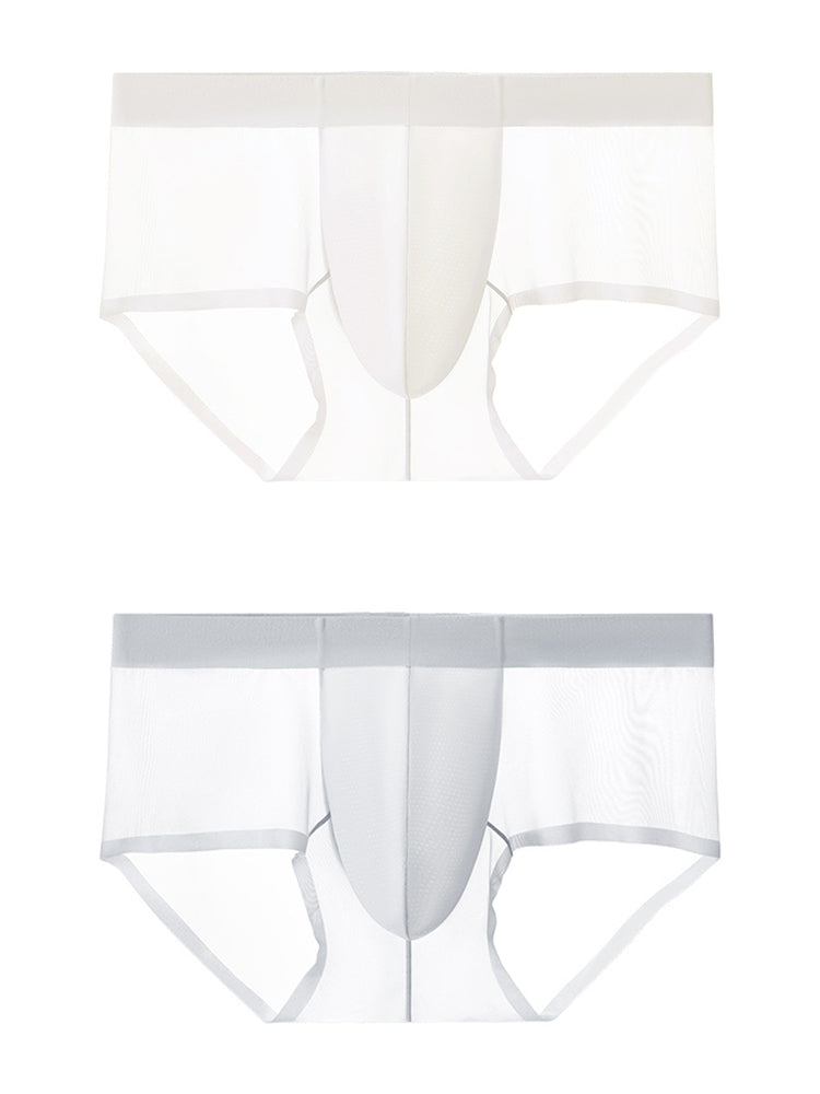 2 Pack Men's Ultra-Thin Ice Silk Breathable Quick-Dry Antibacterial Crotch Briefs
