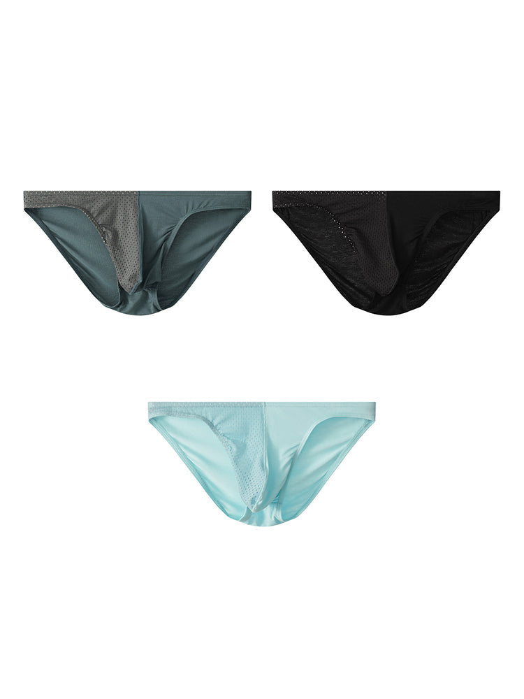 3 Pack Men's Mesh Sexy Low Waist Big Pouch Briefs