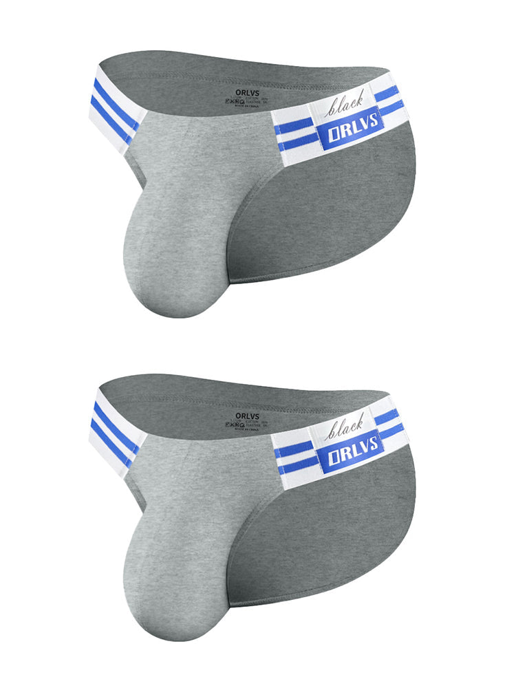 2-pack Men's High-cut Cotton Navy Striped Stretch Briefs