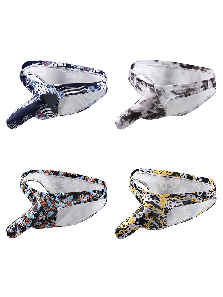 4 Pack Men's Elephant Print Sexy Bikini