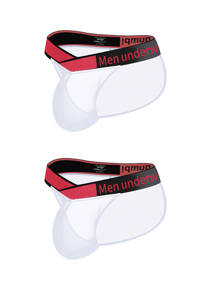 2 Pack Men's Large Pouch Semi-Transparent Sexy Bikini