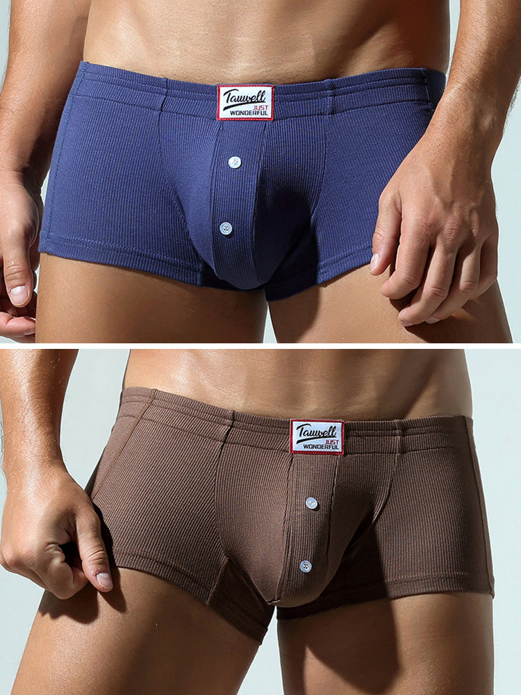 2 Pack Men's Soft Solid Color Simple Comfortable Breathable Trunks