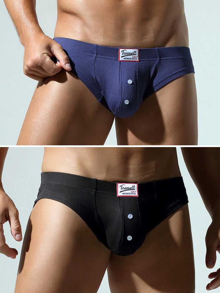 2 Pack Men's U-Pouch Low-Rise Button Briefs