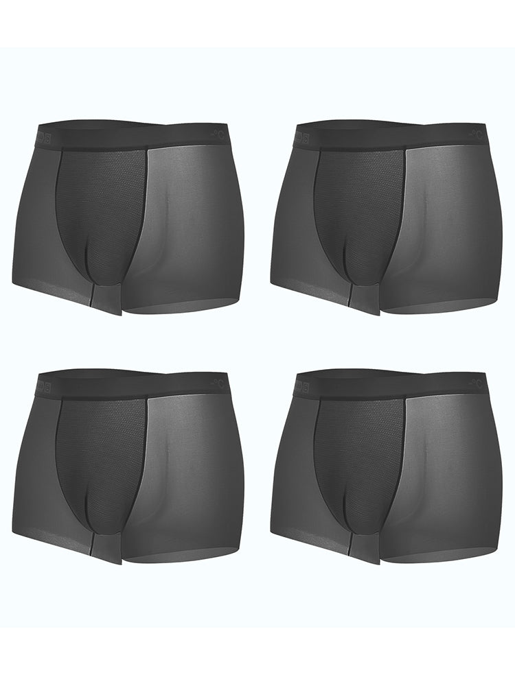 4 Pack Men's Breathable Ice Silk Antibacterial Sports Trunks