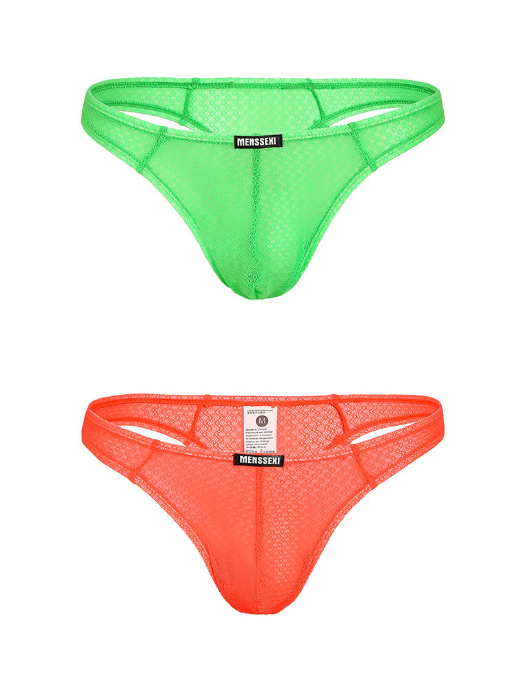 2 Pack Men's Low-Rise Lace High Elasticity Bikinis