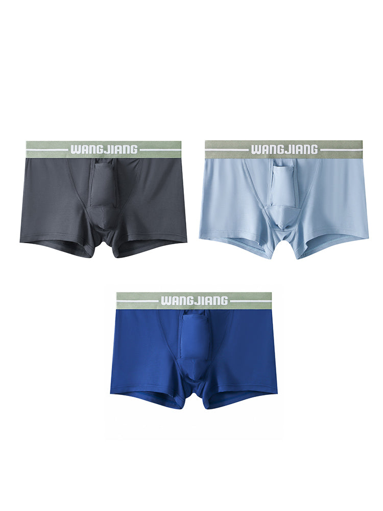 3 Pack Men's Breathable Trunks with Front Pouch