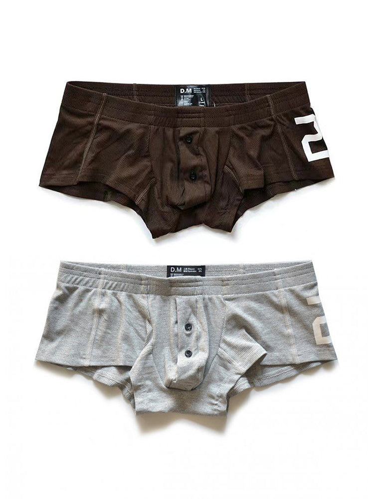 2-pack Men's Solid Color Comfortable Button-down Trunks