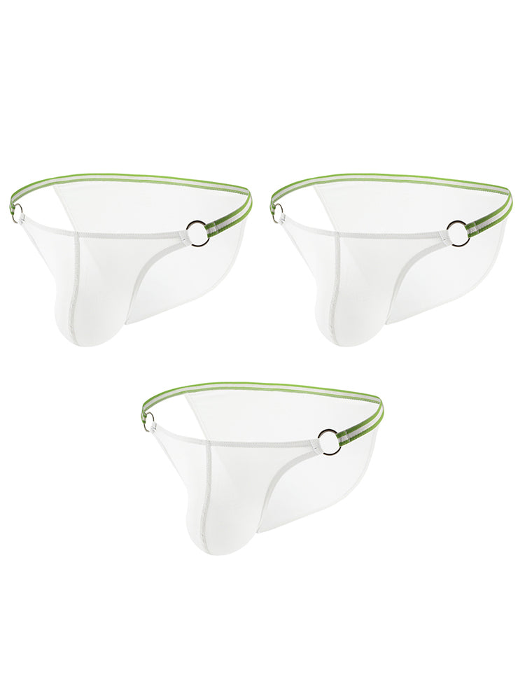 3 Pack Men's Sexy Low-Rise Bikini with Metal Ring