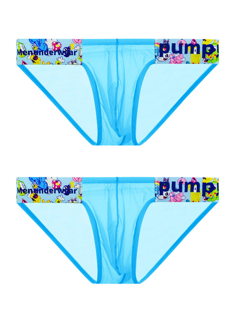 Men's Cartoon High-Cut Triangle Briefs | Breathable Transparent Stylish Underwear