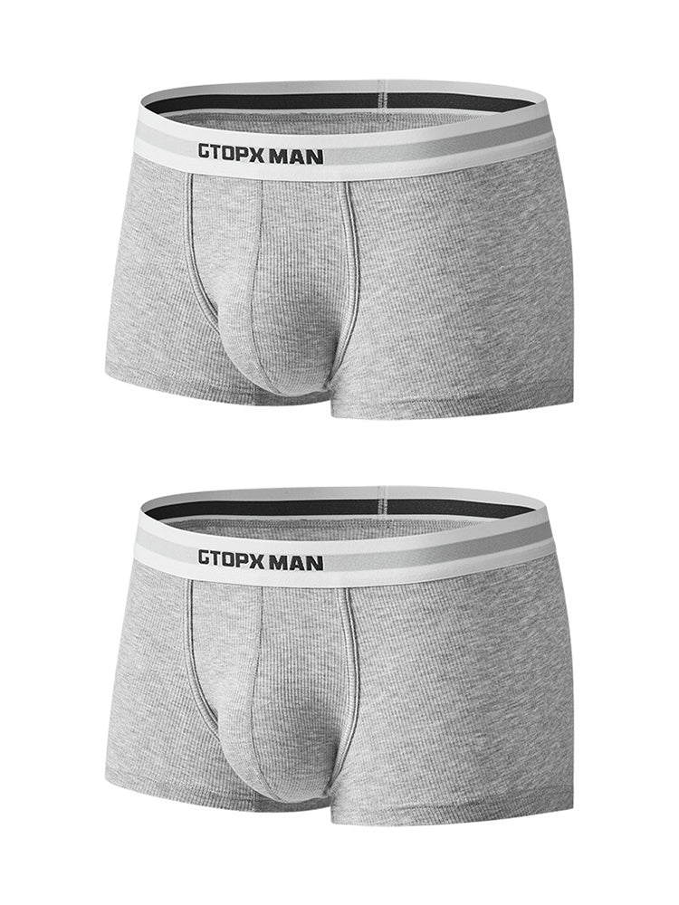 2-Pack Men's Threaded Large Pouch U-convex Sweat-absorbent Breathable Thin Sports Boxer Pants