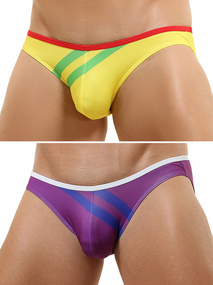 2 Pack Men's Low-rise Vibrant Stripe Bikini