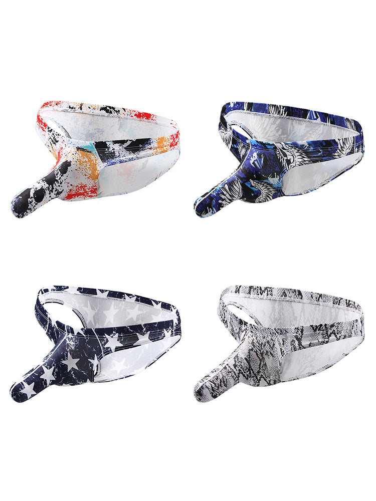 4 Pack Men's Elephant Print Sexy Bikini