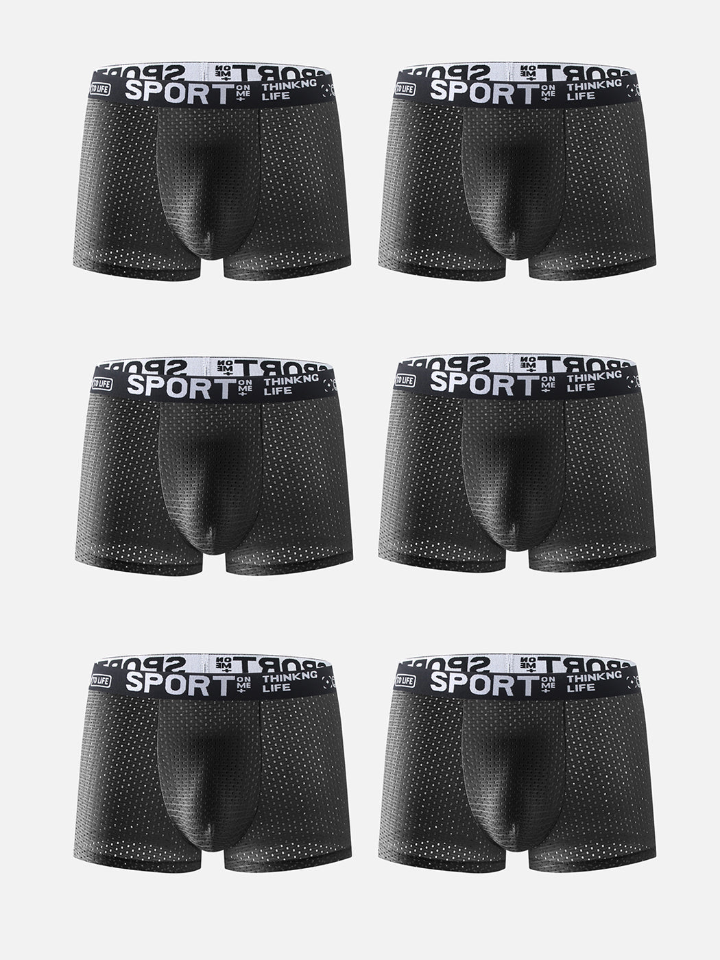 6 Pack Men's Contour Pouch Mesh Trunks