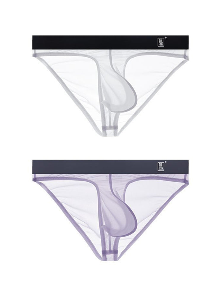 Men's Ultra Thin Ice Silk See-through Briefs