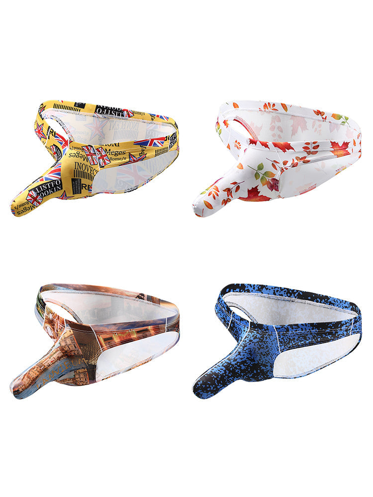 4 Pack Men's Elephant Print Sexy Bikini