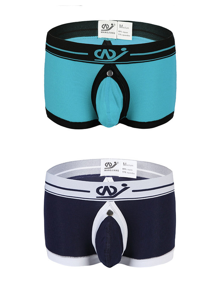 2 Pack Men's Large Pouch Back Opening Sexy Trunks