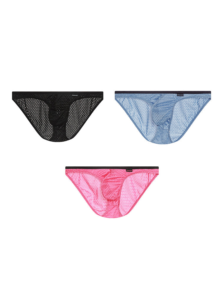2-pack Men's Low-rise Mesh U-shaped Convex Pocket Sports Briefs