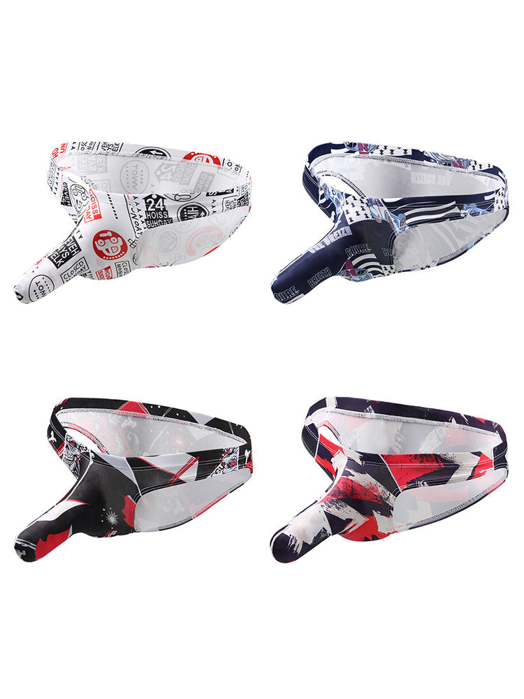 4 Pack Men's Elephant Print Sexy Bikini