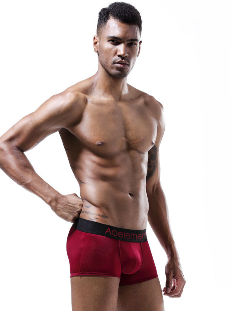 4 Pack Men's Breathable Plain Pouch Trunks