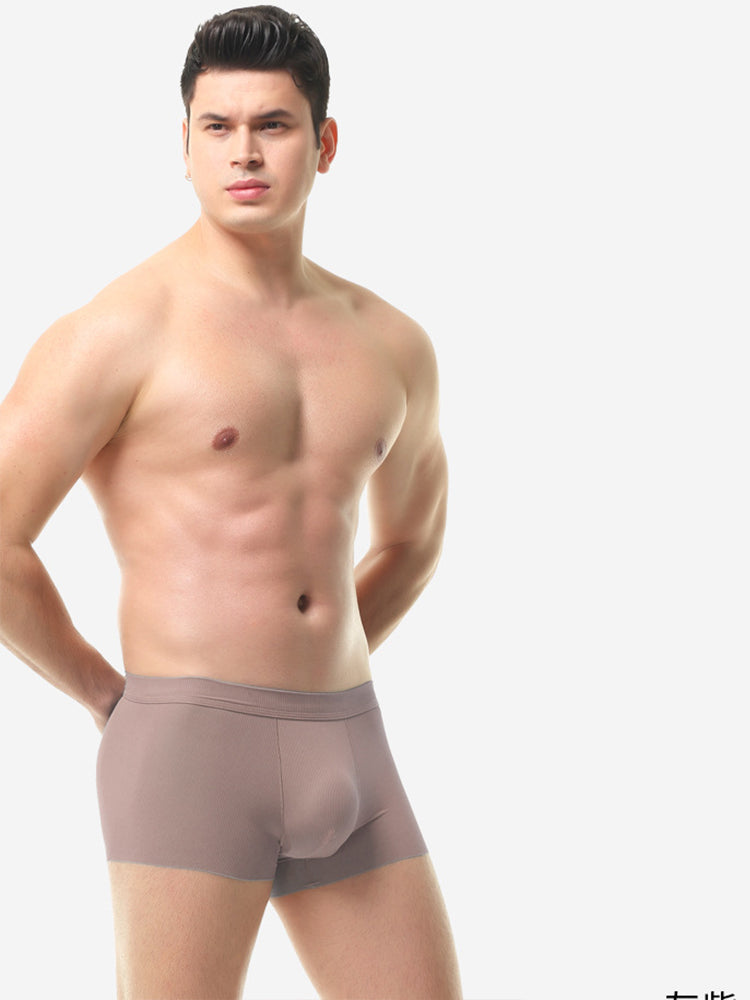 4 Pack Men's Ice Silk Seamless Trunks Underwear