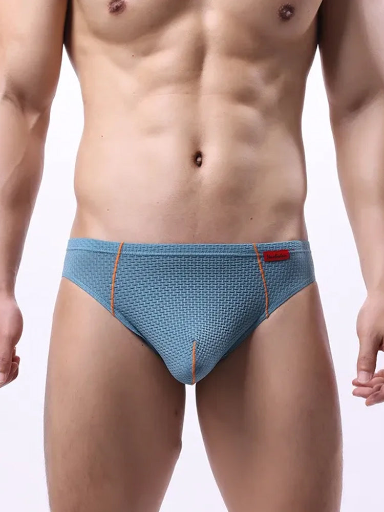 メンズ ナイロン チェック柄 リフトヒップブリーフ 3枚組 トライアングルブリーフ