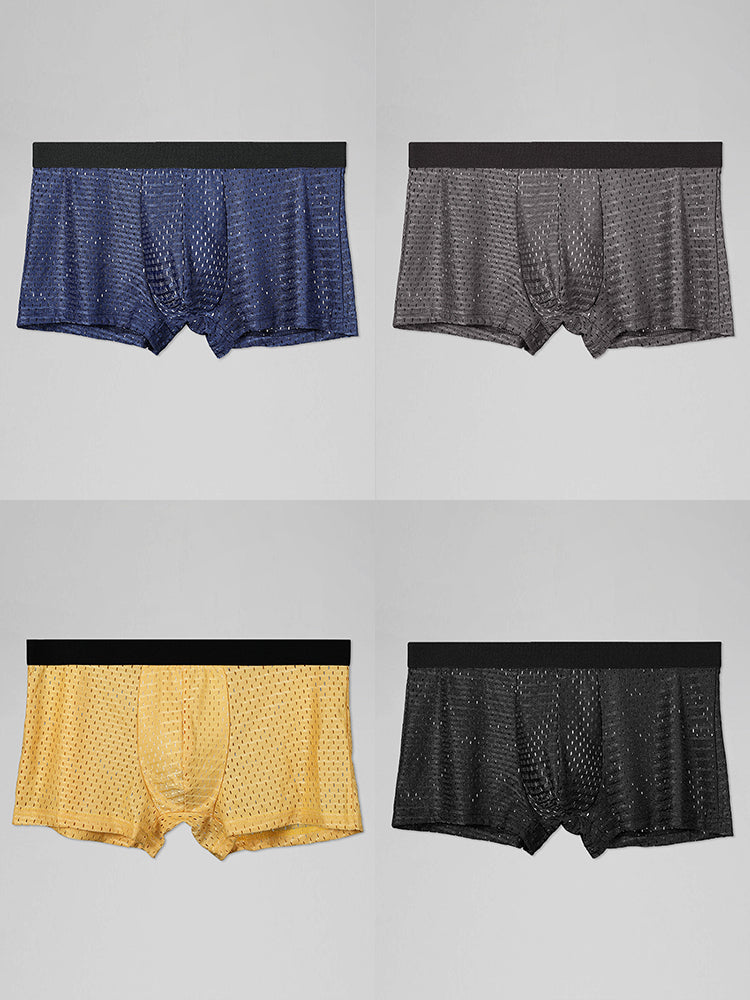 4 Pack Mesh Ice Silk Cool Fresh Men's Trunks