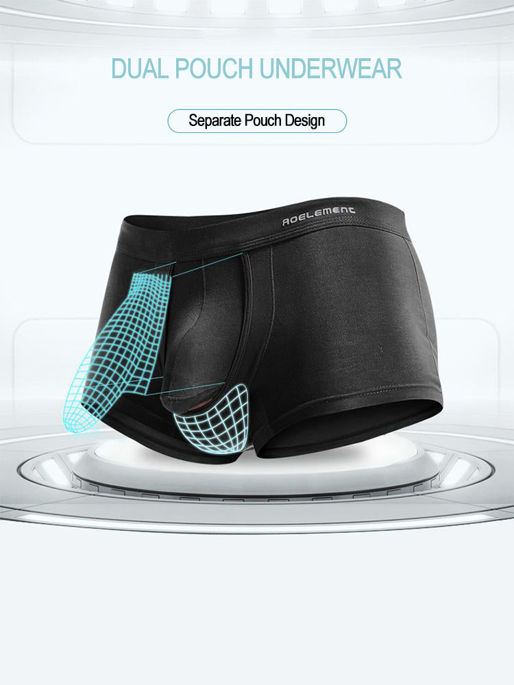 3 Pack Men's Double Pouch Underwear Separate Pouch Modal Trunks