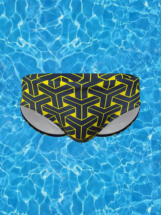 Men's 3D Pouch Printed Fitness Swim Brief