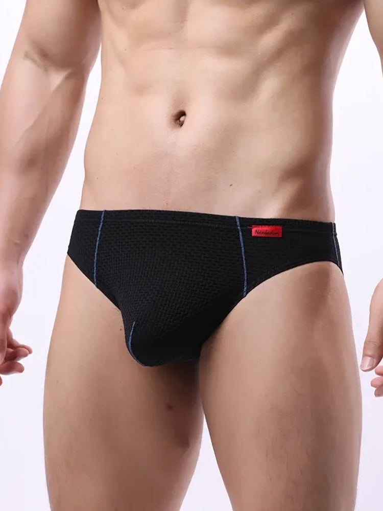 メンズ ナイロン チェック柄 リフトヒップブリーフ 3枚組 トライアングルブリーフ