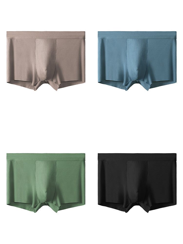 4 Pack Men's Ice Silk Seamless Trunks Underwear