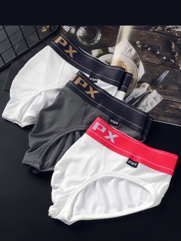 Men's Threaded Fabric U Convex Low-Rise Briefs