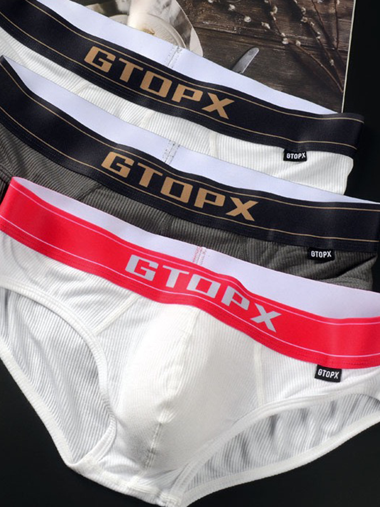 Men's Threaded Fabric U Convex Low-Rise Briefs