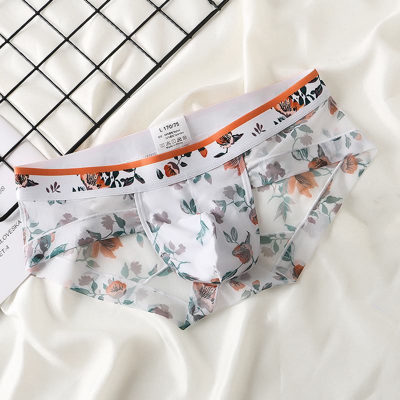 4 Pack Men's Flower Print Pouch Briefs