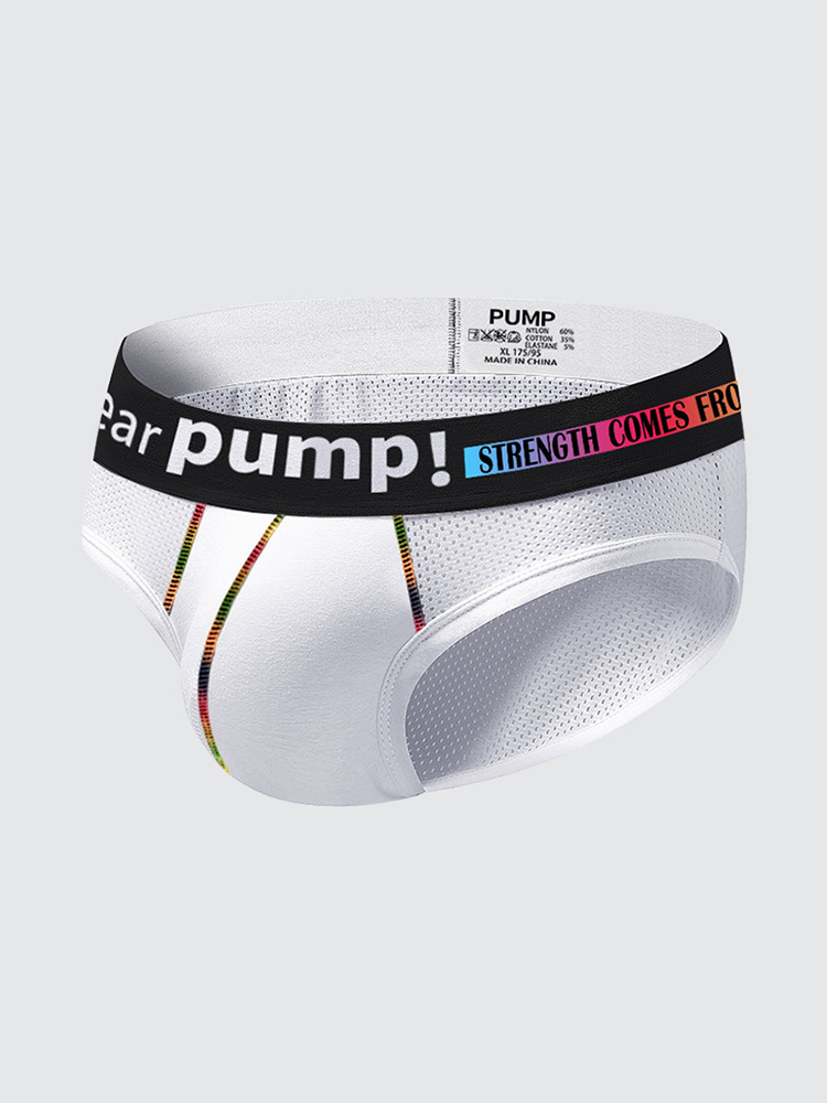 Men's Mesh Briefs With Colorful Spliced Lines