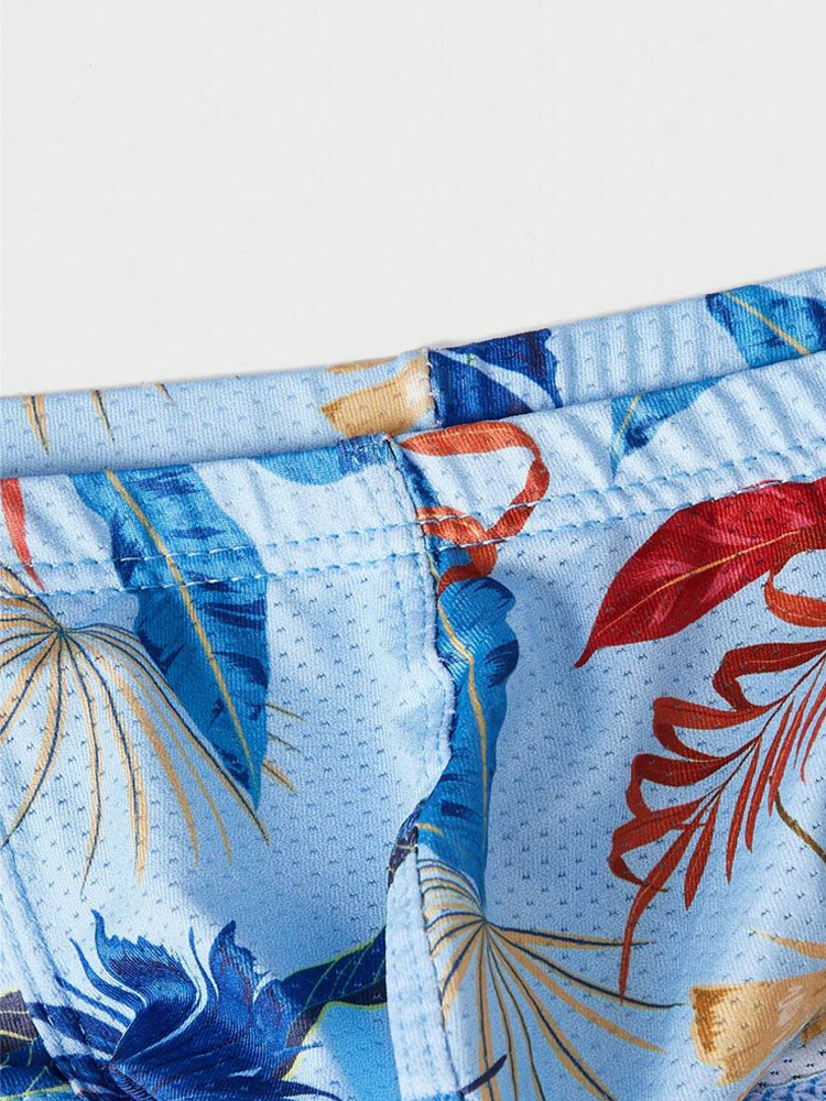 Men's Sexy Botanical Printed Mesh Underwear