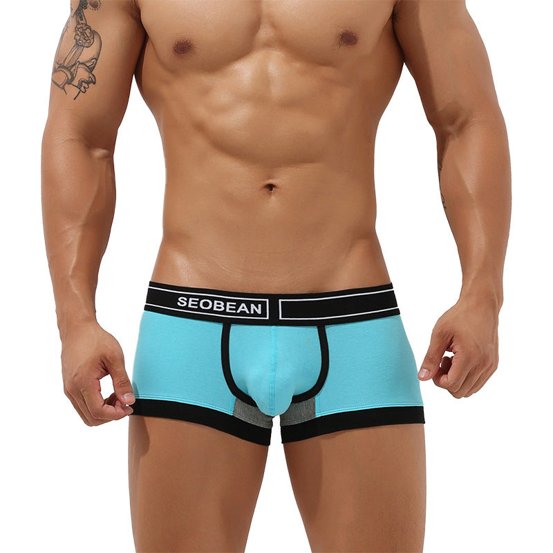 Men's Printed Cotton Low-Rise Bulge Pouch Boxer Briefs