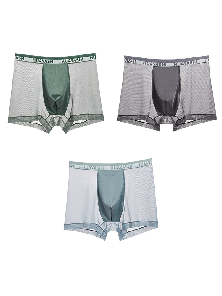 3 Pack Men's Ice Silk Seamless Breathable Quick-Drying Trunks